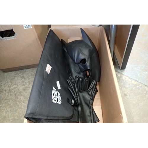 1365 - New Transformers carry bag and Batman mask and gloves. Not available for in-house P&P