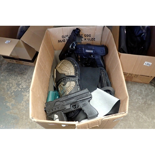 1366 - Box of Judge Dredd uniform and accessories. Not available for in-house P&P