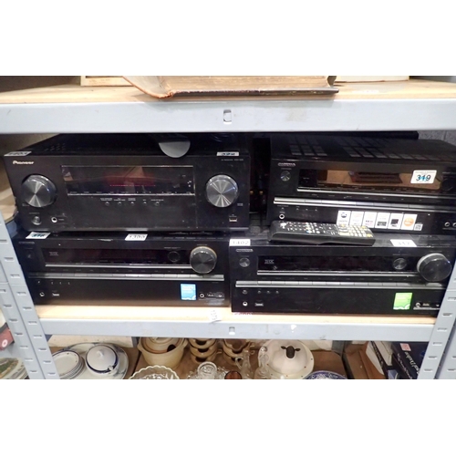 1379 - Four Onkyo av receivers and pioneer av receiver.  Not available for in-house P&P