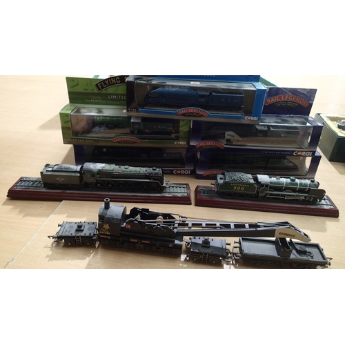 2341 - Corgi TT scale rail legends x5 plus 2 other static model locomotives, also Hornby Breakdown Crane, B... 