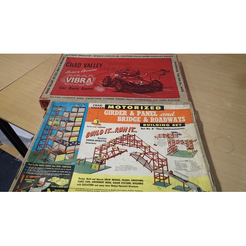 2348 - Two vintage Chad Valley games, motorised building set and 'Vibra' car racing game, appears complete,... 
