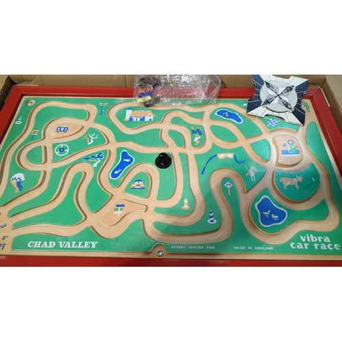 2348 - Two vintage Chad Valley games, motorised building set and 'Vibra' car racing game, appears complete,... 