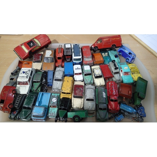 2381 - Approximately 40x Dinky and Corgi toys, Playworn Diecast vehicles, suitable for refurbishment. UK P&... 