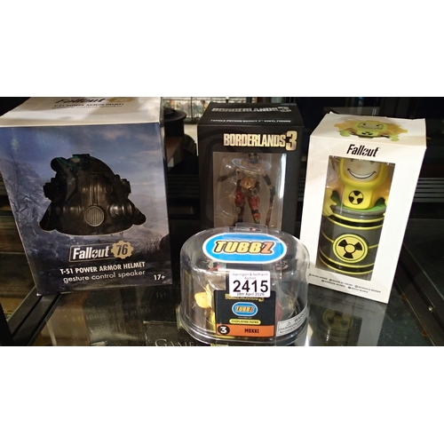2415 - Gaming collectables from Borderlands 3 and the Fallout Universe, including a T-51 Power Armour Helme... 