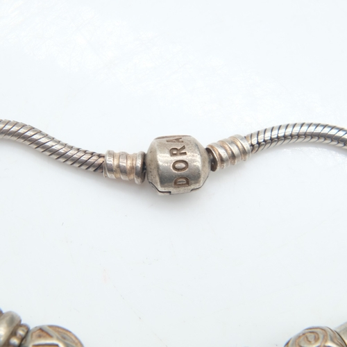 103 - 925 silver Pandora style bracelet with ten charms, 42g. UK P&P Group 0 (£7+VAT for the first lot and... 