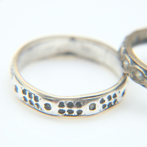 108 - Two 9ct gold bands both set with small stones, size J and size Q, 4.3g combined. UK P&P Group 0 (£7+... 