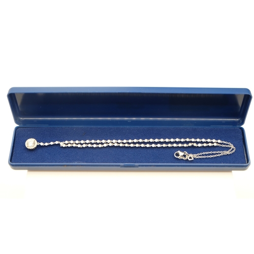 112 - Silver stone-set necklace, L: 44 cm, 10g. UK P&P Group 1 (£18+VAT for the first lot and £2+VAT for s... 