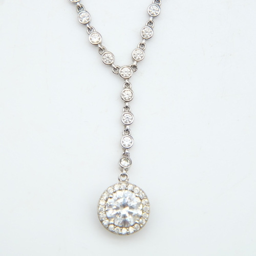 112 - Silver stone-set necklace, L: 44 cm, 10g. UK P&P Group 1 (£18+VAT for the first lot and £2+VAT for s... 