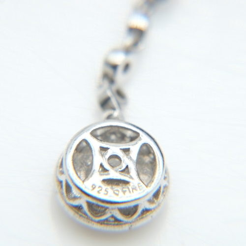 112 - Silver stone-set necklace, L: 44 cm, 10g. UK P&P Group 1 (£18+VAT for the first lot and £2+VAT for s... 