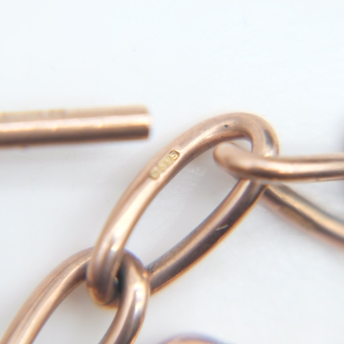 118 - 9ct rose gold single Albert watch chain with T-bar, 40g. UK P&P Group 1 (£18+VAT for the first lot a... 