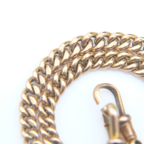 123 - 9ct gold double Albert watch chain, with T-bar and two clips, L: 34 cm, 27.7g. UK P&P Group 1 (£18+V... 