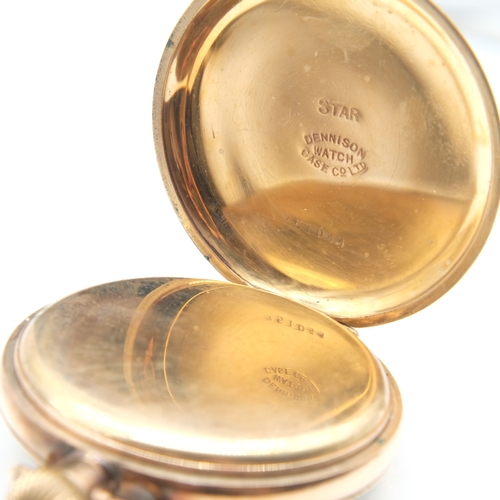 125 - Waltham crown-winding open face gold plated pocket watch, with subsidiary seconds dial, working at l... 