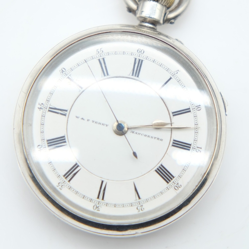 131 - 925 hallmarked silver crown-winding chronograph pocket watch with seconds hand, by W & F Terry of Ma... 