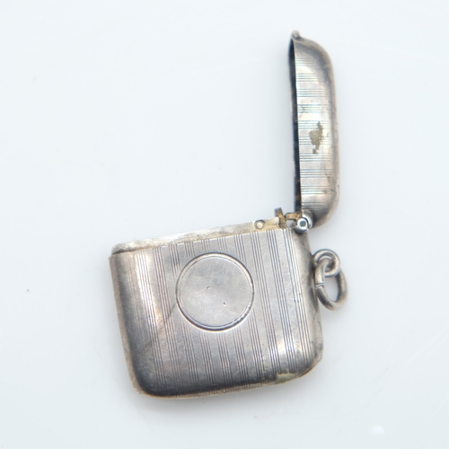 143 - Silver vesta case with vacant cartouche and suspension ring, Birmingham assay, H: 38 mm, 19g. UK P&P... 