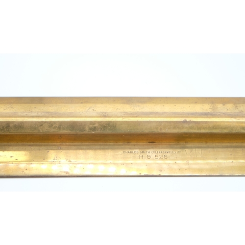 152 - Charles Smith WWII period lacquered brass rolling parallel rule, marked for Royal Navy, numbered H O... 