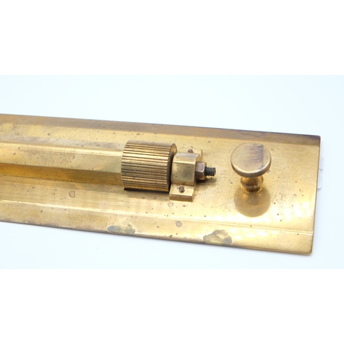 152 - Charles Smith WWII period lacquered brass rolling parallel rule, marked for Royal Navy, numbered H O... 