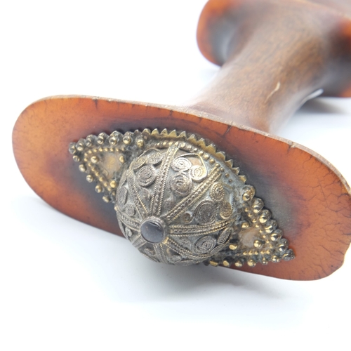 164 - British cavalry sword with custom horn handle, with leather scabbard, blade L: 76 cm. Not available ... 