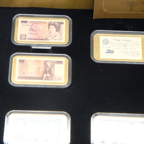 167 - History of Banking Notes ingot collection in gold plated brass. UK P&P Group 2 (£24+VAT for the firs... 