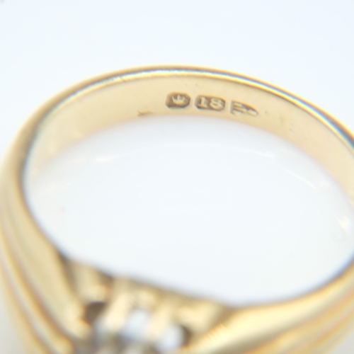 60 - Substantial 18ct gold gypsy-set diamond solitaire signet ring, the old cut diamond approximately 1.1... 