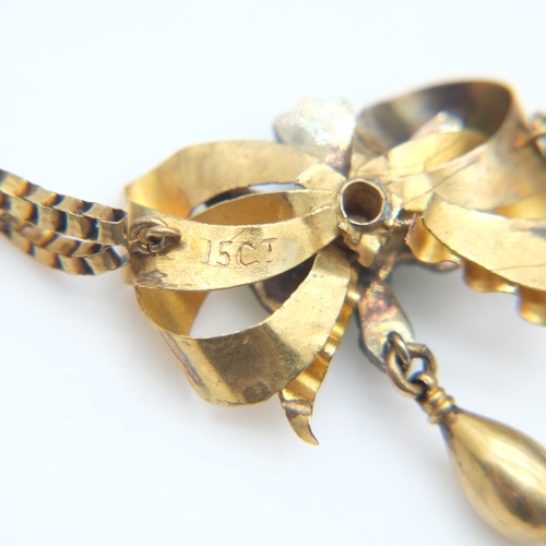 65 - Victorian 15ct gold and turquoise necklace forming a bird to centre, L: 42 cm, 9.9g. UK P&P Group 0 ... 