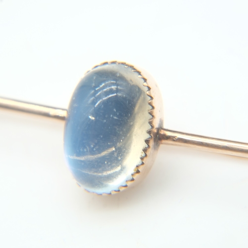 79 - 9ct rose gold and moonstone bar brooch, L: 50 mm, 2.1g. UK P&P Group 0 (£7+VAT for the first lot and... 