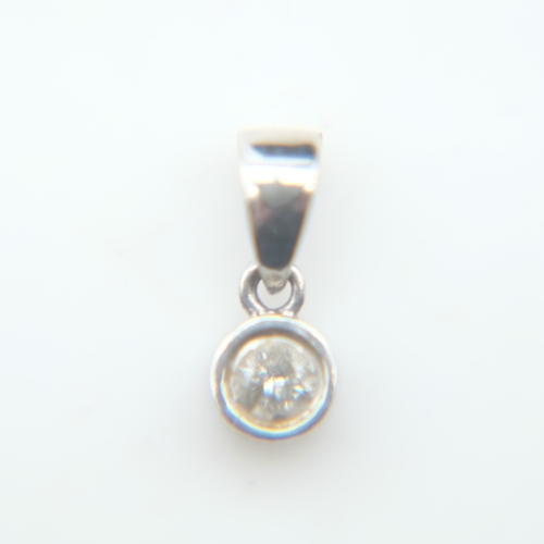 88 - 9ct white gold bezel-set diamond solitaire pendant, drop L: 10 mm. UK P&P Group 0 (£7+VAT for the fi... 