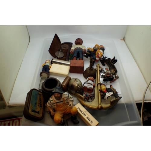 1168 - Mixed collectables including a brass anchor. Not available for in-house P&P