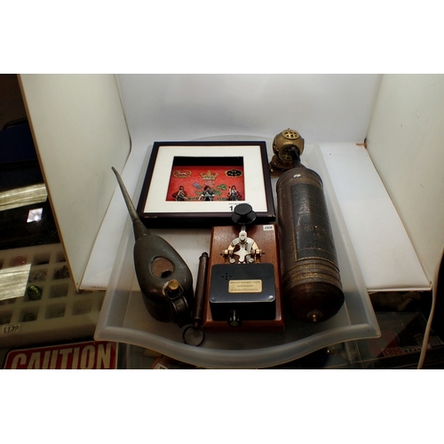 1169 - Mixed collectables including a fire extinguisher. Not available for in-house P&P