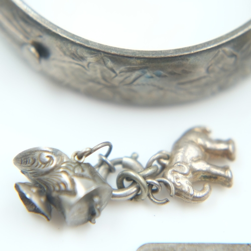 112A - Mixed silver jewellery including a bangle, 80g combined. UK P&P Group 0 (£7+VAT for the first lot an... 