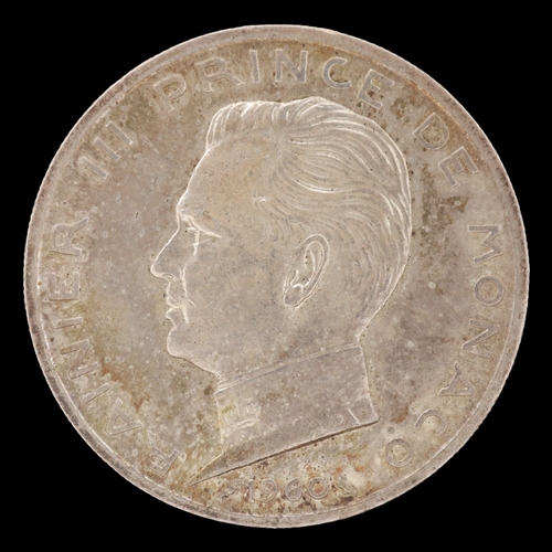 2128 - 1960 silver 5 Francs of Monaco. Grade EF. UK P&P Group 0 (£7+VAT for the first lot and £1+VAT for su... 