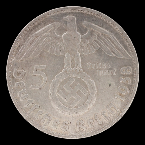 2135 - 1938D silver 5 reichsmark of Germany. Grade nEF. UK P&P Group 0 (£7+VAT for the first lot and £1+VAT... 