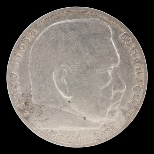 2135 - 1938D silver 5 reichsmark of Germany. Grade nEF. UK P&P Group 0 (£7+VAT for the first lot and £1+VAT... 