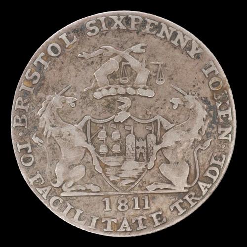 2138 - 1811 silver Bristol sixpence token. Grade gVF. UK P&P Group 0 (£7+VAT for the first lot and £1+VAT f... 
