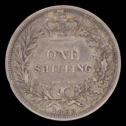 2139 - 1868 d7 silver shilling of queen Victoria. Grade gVF. UK P&P Group 0 (£7+VAT for the first lot and £... 