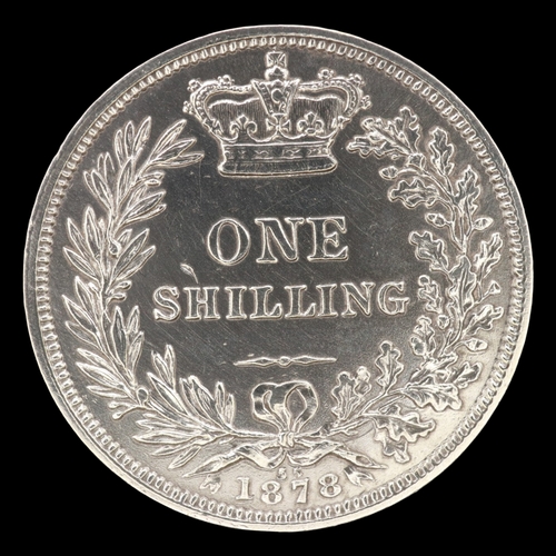 2141 - 1878 d55 silver shilling of queen Victoria. Grade EF. UK P&P Group 0 (£7+VAT for the first lot and £... 