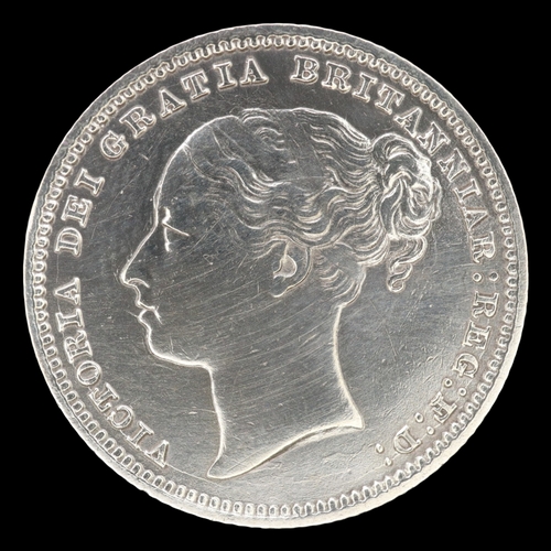 2141 - 1878 d55 silver shilling of queen Victoria. Grade EF. UK P&P Group 0 (£7+VAT for the first lot and £... 