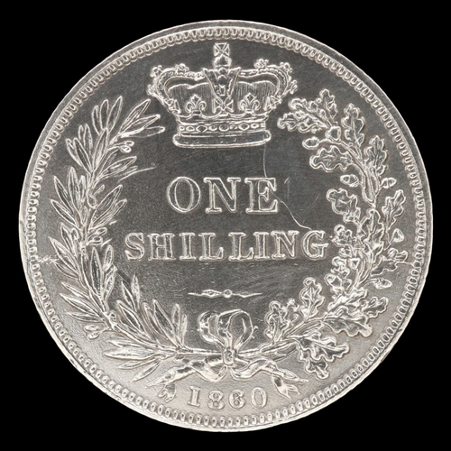 2144 - 1860 silver shilling of queen Victoria. Grade nEF. UK P&P Group 0 (£7+VAT for the first lot and £1+V... 