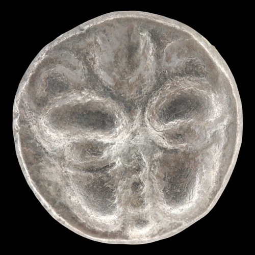 2145 - 400bc Greek silver brutium litra, Lion with olive branch. Grade gVF. UK P&P Group 0 (£7+VAT for the ... 