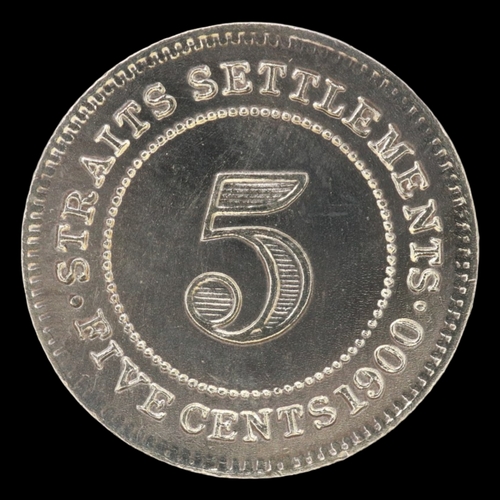 2146 - 1900 silver five cents of Straits settlement under queen Victoria. Grade nEF. UK P&P Group 0 (£7+VAT... 