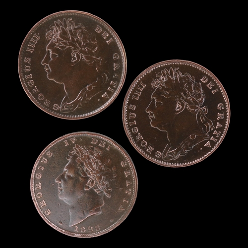 2153 - Three farthings of George IV - Grade aVF. UK P&P Group 0 (£7+VAT for the first lot and £1+VAT for su... 