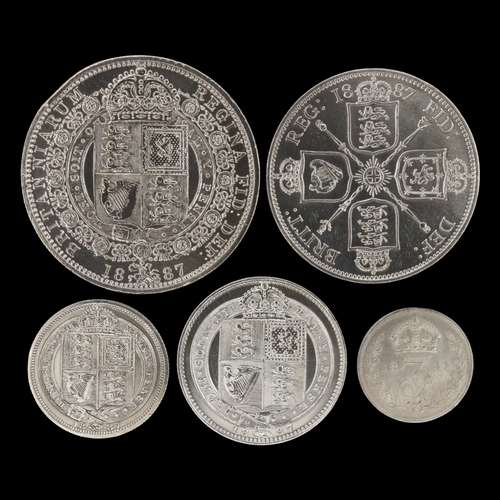 2155 - 1887 five coin silver group. Grade EF. UK P&P Group 0 (£7+VAT for the first lot and £1+VAT for subse... 