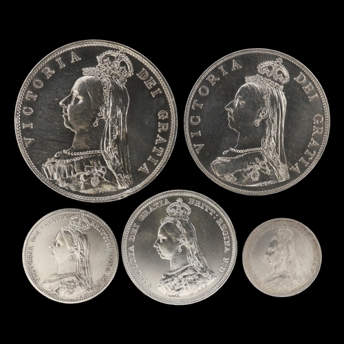 2155 - 1887 five coin silver group. Grade EF. UK P&P Group 0 (£7+VAT for the first lot and £1+VAT for subse... 