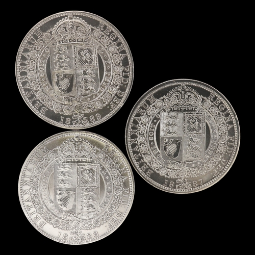 2156 - 1887, 1888 and 1889 silver half crowns of queen Victoria. Grade EF. UK P&P Group 0 (£7+VAT for the f... 