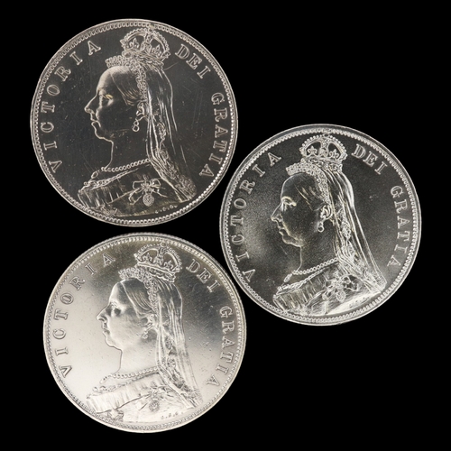 2156 - 1887, 1888 and 1889 silver half crowns of queen Victoria. Grade EF. UK P&P Group 0 (£7+VAT for the f... 