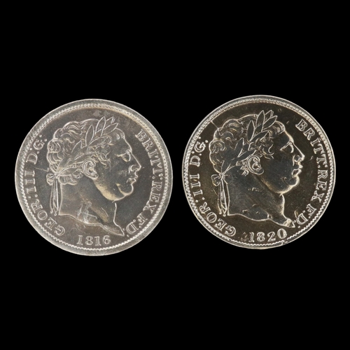 2157 - 1816 and 1820 silver shillings of George III. Grade VF. UK P&P Group 0 (£7+VAT for the first lot and... 