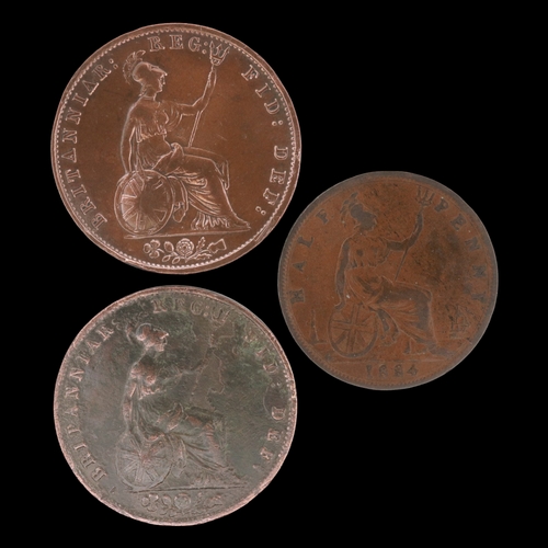 2162 - Three halfpennies of queen Victoria. Grade circulated. UK P&P Group 0 (£7+VAT for the first lot and ... 