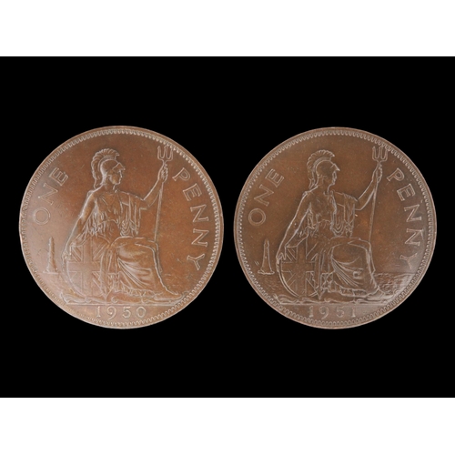 2163 - 1950 and 1951 key date pennies of George VI. Grade nEF. UK P&P Group 0 (£7+VAT for the first lot and... 