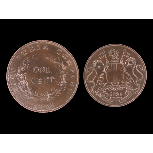 2164 - Two East India company bronze coins under queen Victoria. Grade VF. UK P&P Group 0 (£7+VAT for the f... 