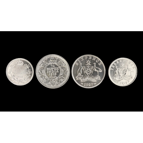 2168 - Four silver high grade territories coins of George V. UK P&P Group 0 (£7+VAT for the first lot and £... 