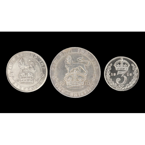 2172 - 1916 silver trilogy of George V. Grade EF. UK P&P Group 0 (£7+VAT for the first lot and £1+VAT for s... 